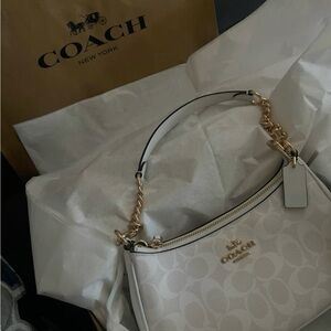 Coach Cream and Gold Shoulder Bag